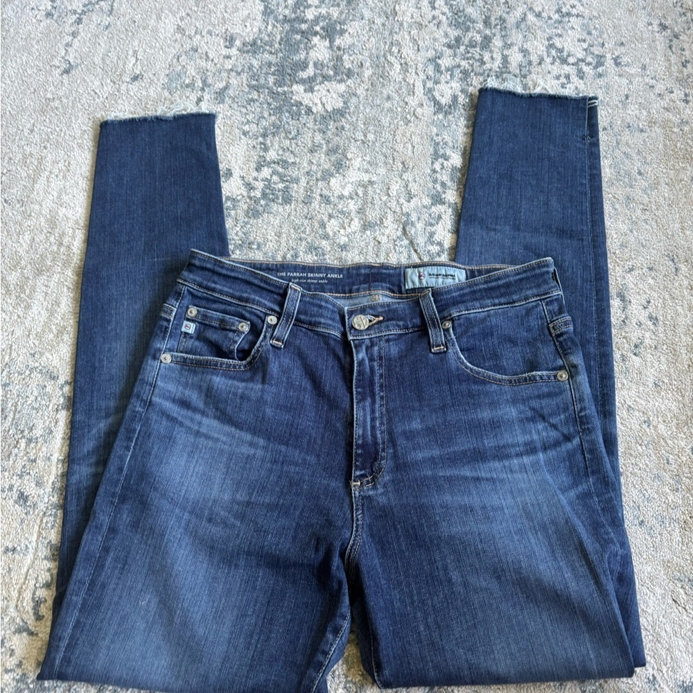 AG ‘The Farrah’ Dark Blue High-Rise Skinny Ankle Jeans - Picture 2 of 10